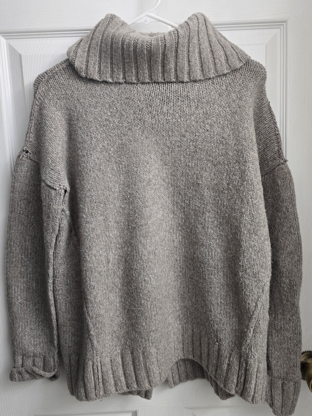 Michael Kors Heather Gray Ribbed Cowl Neck Sweater